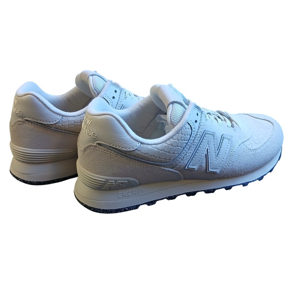 New Balance 574 Womens Sneakers White Bone Croc Suede WL574PBK Size 9.5
